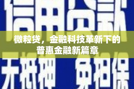 章贡微粒贷，金融科技革新下的普惠金融新篇章