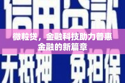 南开微粒贷，金融科技助力普惠金融的新篇章