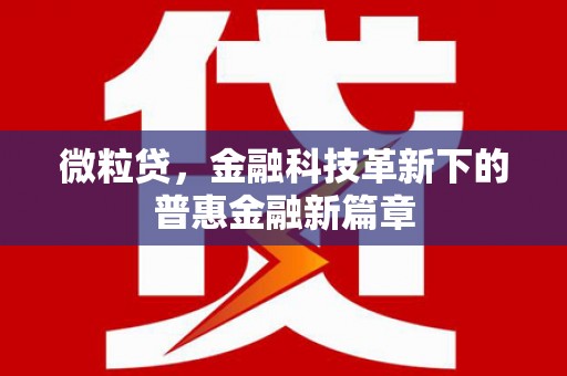 红山微粒贷，金融科技革新下的普惠金融新篇章