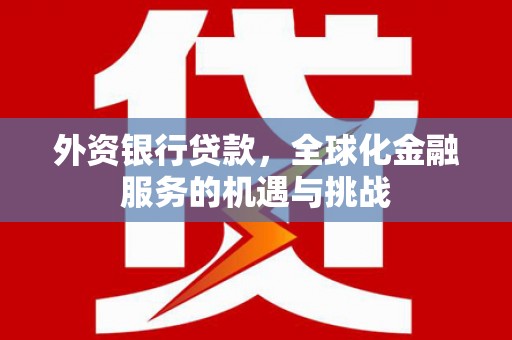 黄平外资银行贷款，全球化金融服务的机遇与挑战