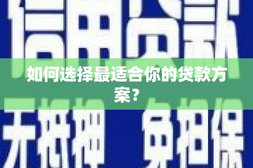 八德如何选择最适合你的贷款方案？